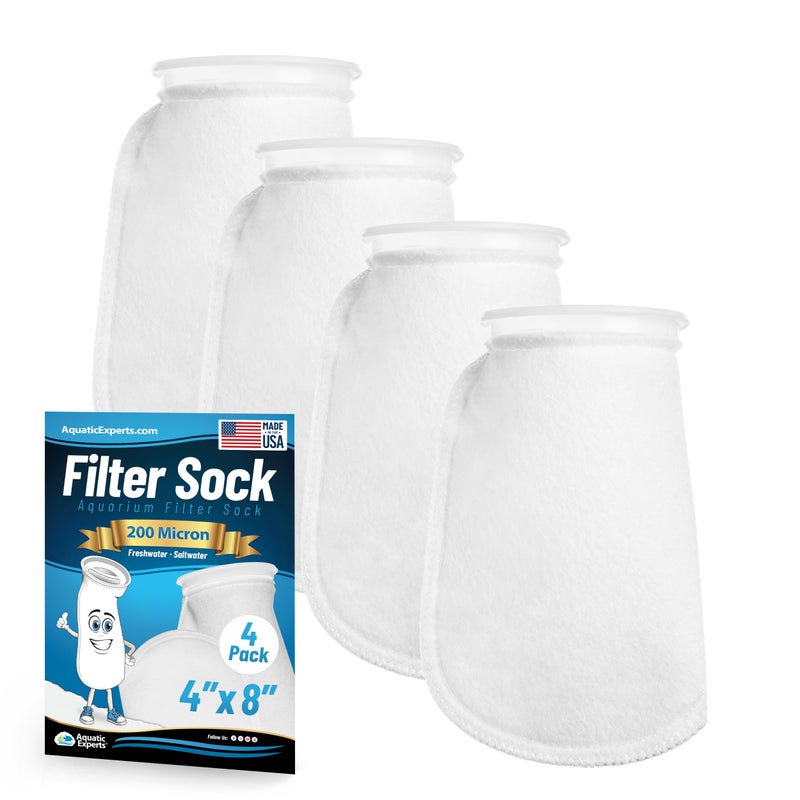 Aquatic Experts 4 inch Ring Filter Socks 200 Micron, Filter Socks for Saltwater Aquarium, Sump Filter Sock, Felt Aquarium Socks, Reef Filter Sock (4 Pack, 4" x 8") - Image 1